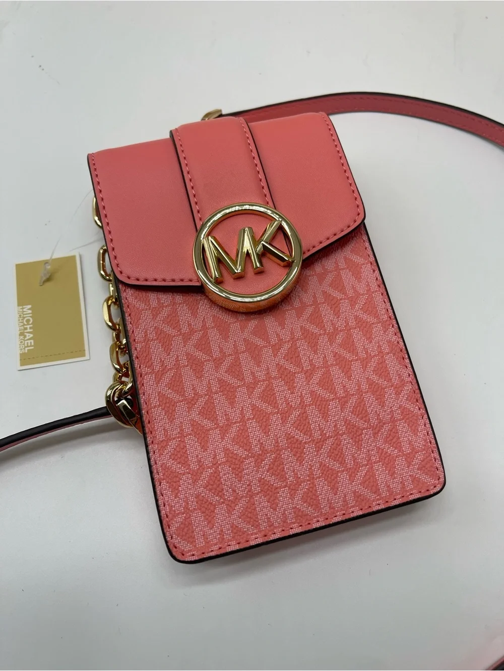 Michael Kors Carmen Small NS Phone Xbody Crossbody Bag Grapefruit NWT